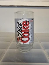 Vintage 1997 Diet Coke Advertising Drinking Glass 5.5" Tall Transfer Printed 