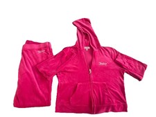 Juicy Couture Classic Bling Velour Tracksuit Hot Pink w/XXLHoodie, Xl SizePants