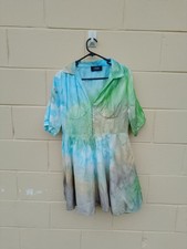 💚🩵🤎 Reworked upcycled boho hippie fairycore blue green brown tie-dye shirt...