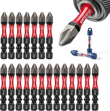 20PCS Diamond Coated PH2 Phillips Bits, 2"Magnetic S2 Steel Power Driver Bit Set