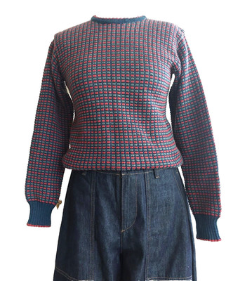 Vintage 70er Waffelstrick reine Wolle - Diane Langford für Tom Walling Designs - S
