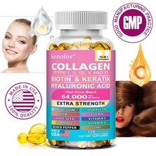 Collagen 64,000 Mcg Typei,Ii,Iii,V And X With Hyaluronic Acid 120 Capsules