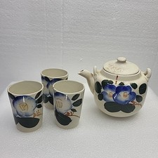 Vintage floral motif Japanese ceramic pottery teapot  cup set