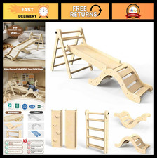 7-in-1 Wooden Pikler Triangle Climbing Set for Toddlers, Indoor Jungle Gym, Fold