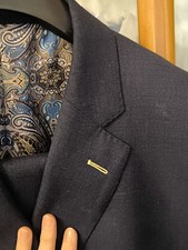 Moss Bros Tailor Me Mens Navy 100% Wool 2 Piece Suit Jacket 54L Trousers 48L