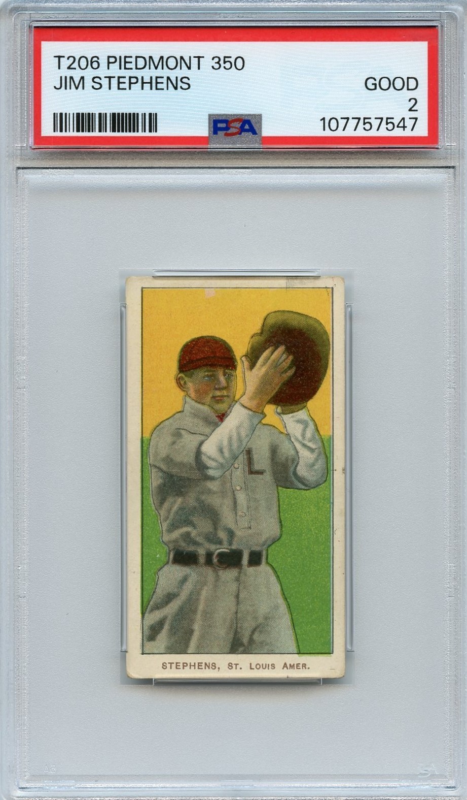 t206 Piedmont 350 Jim Stephens PSA 2 GOOD 1909-11 Early Baseball Card Old