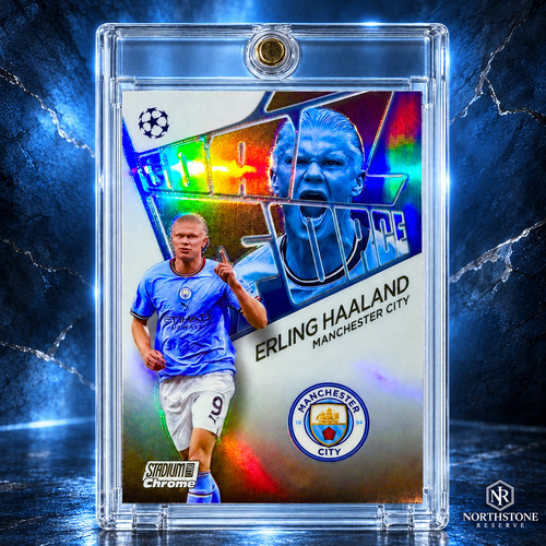 Erling Haaland RARE Silver Refractor Stadium Club Chrome Goal Force Man City UCL
