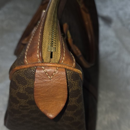 Borsa Celine Macadam Monogram Boston con bordo in pelle cognac vintage autentica - Foto 9 di 13