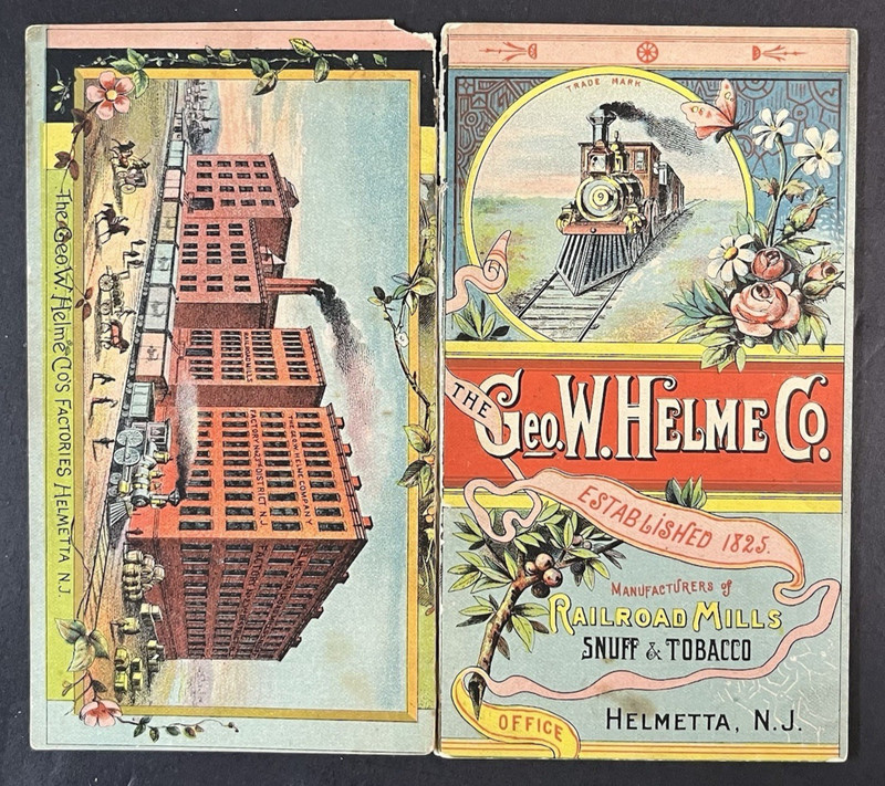 1886 George W. Helme Railroad Mills tobacco booklet pamphlet Train Factory