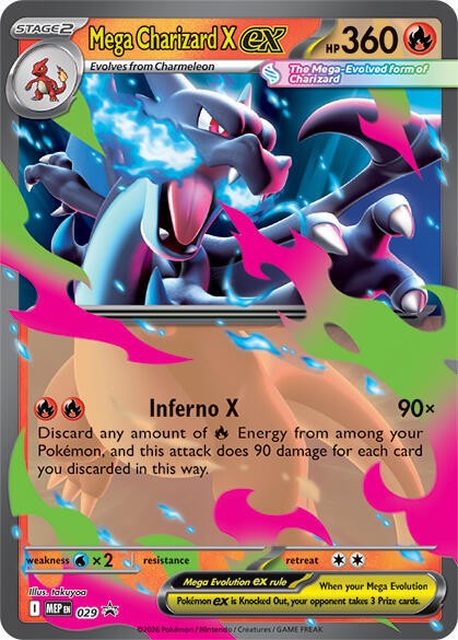 Mega Charizard X ex 029 MEP Mega Evolution Black Star Promo Pokemon Card NM