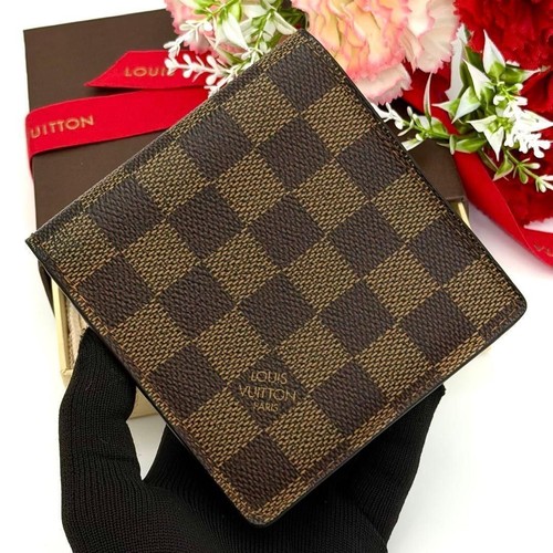 Louis Vuitton Damier Ebene Marco Bifold Wallet Brown Excellent From Japan