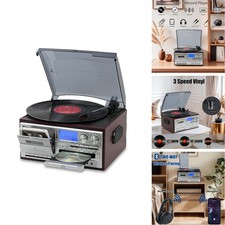 LoopTone Vinyl Record Player 10 In 1 3 Speed Bluetooth Vintage Turntable CD