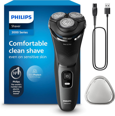 Philips Elektrorasierer 3000 Series - Wet & Dry Elektrorasierer für Herren mit Ski