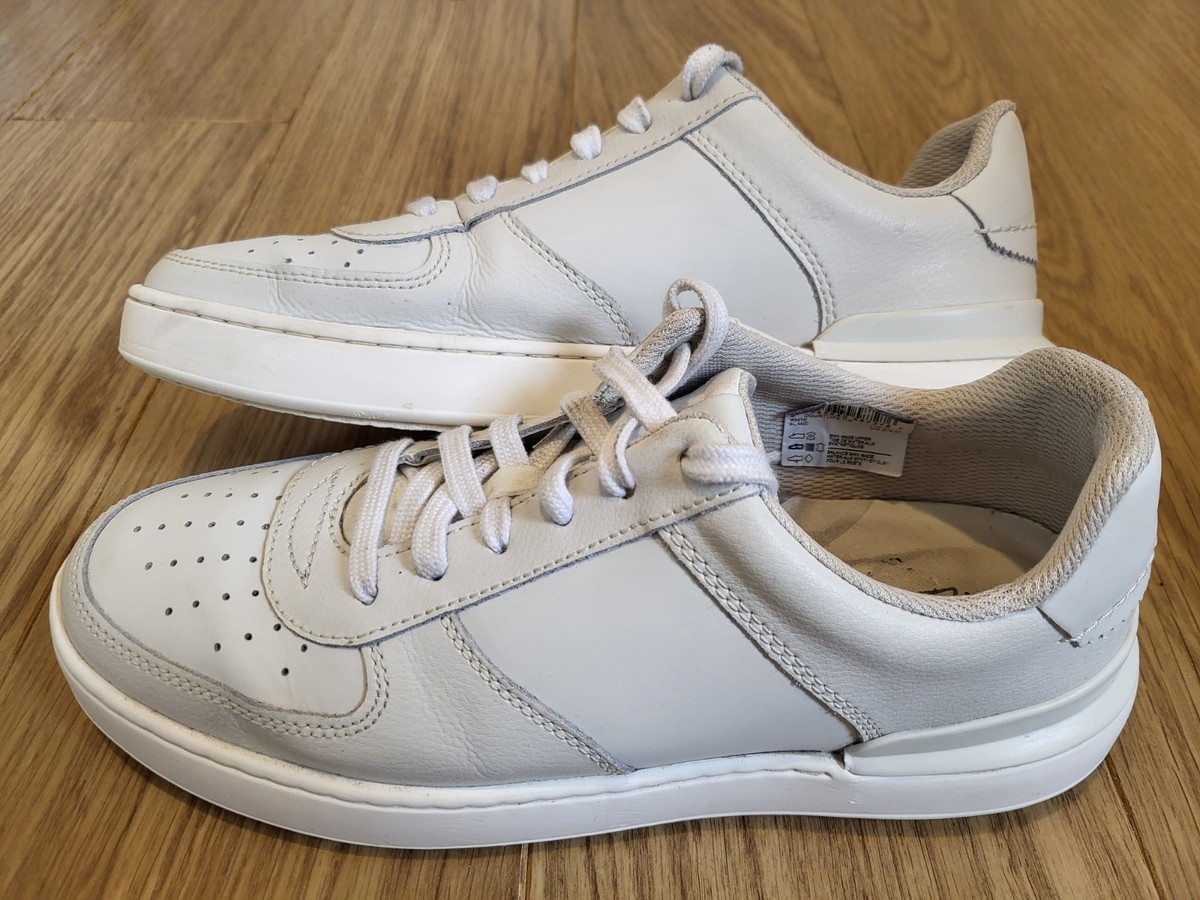 Mens Clarks White Leather Court Lite Trainers UK UK