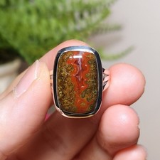 Natural Moroccan Seam Agate Sterling Silver Ring US ring size 8