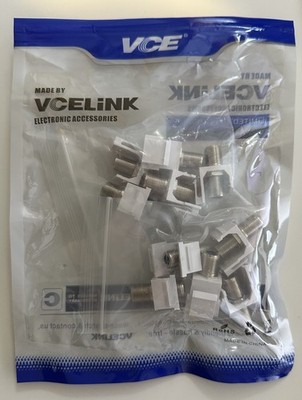 10-Pack RG6 Coaxial Keystone Jack Insert F-Type Female/Female 3GHz