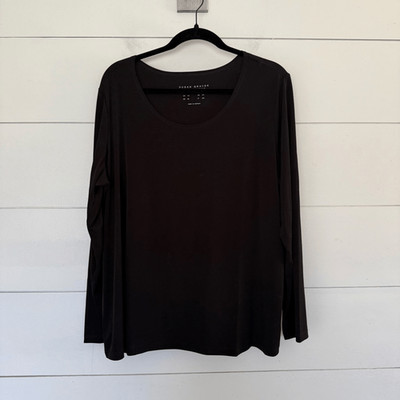 Susan Graver Essentials Women s 1X Black Stretchy Plus Size Long Sleeve Top