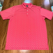 FootJoy FJ Polo Shirt Pink Patterned Clouds Rain Sunshine Mens XL