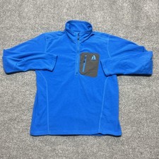 Eddie Bauer First Ascent Fleece Pullover Mens Medium Blue 1/4 Zip Long Sleeve
