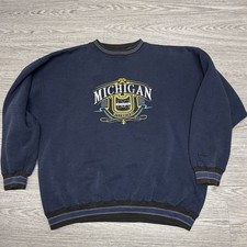 Vintage 90s University Of Michigan Embroidered Crewneck Sweatshirt Wolverines XL