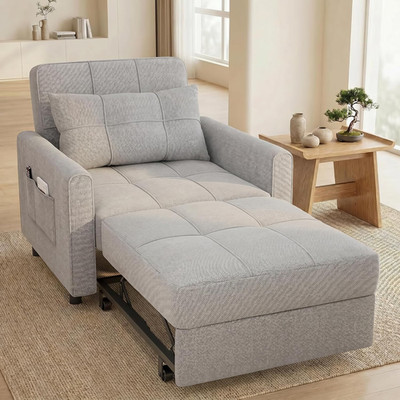 Sofa Bed Chair 3 in 1 Convertible, Pullout Single Sleeper Chair Bed with Adjusta