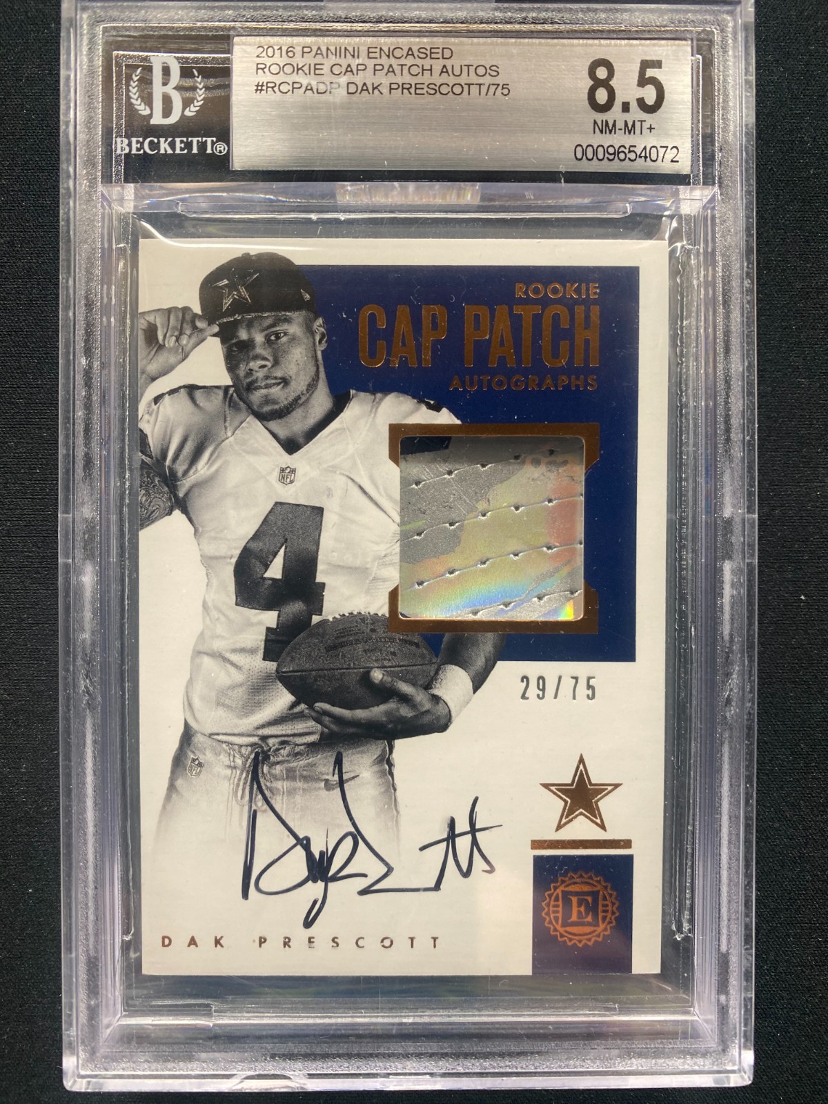 Dak Prescott Panini Encased Cap Patch Autographs #DP Base