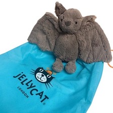 Jellycat Bashful Bat Plush RARE Small Taupe Grey Soft Stuffed Animal Toy 8" EUC