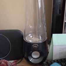 A pair of iHip 2.0 Channel Wired Computer Speakers - Black Plastic Cylindrical