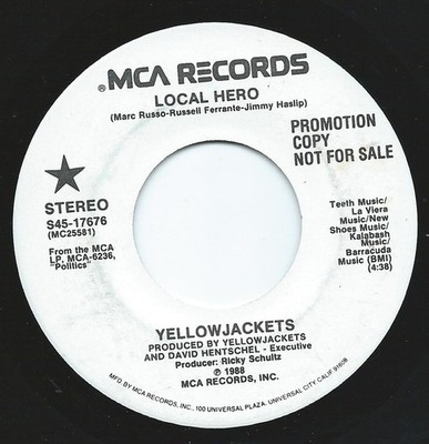 Yellowjackets - Local Hero - Used Vinyl Record 7 - Promo - G8100z