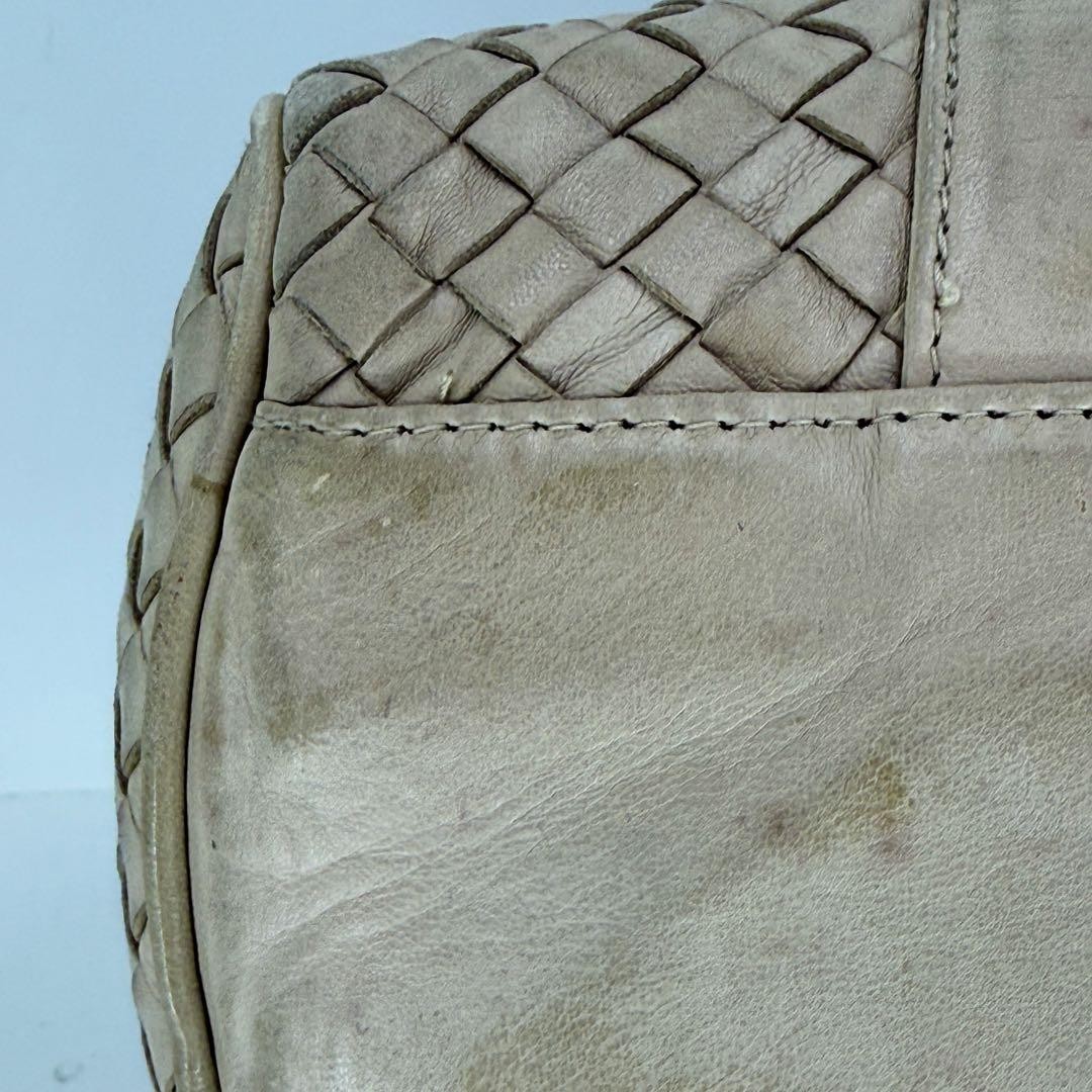 BOTTEGA VENETA Leather Handbag Beige Intrecciato Woven Tote Classic Authentic thumbnail 11