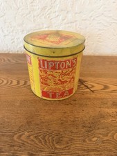 Vintage Round Liptons Tea Tin, Cheinco Housew...