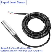 IP68 4-20mA Submersible Water Level Sensor Transmitter 2m 3m 5m to 0-10V 0-3.3V