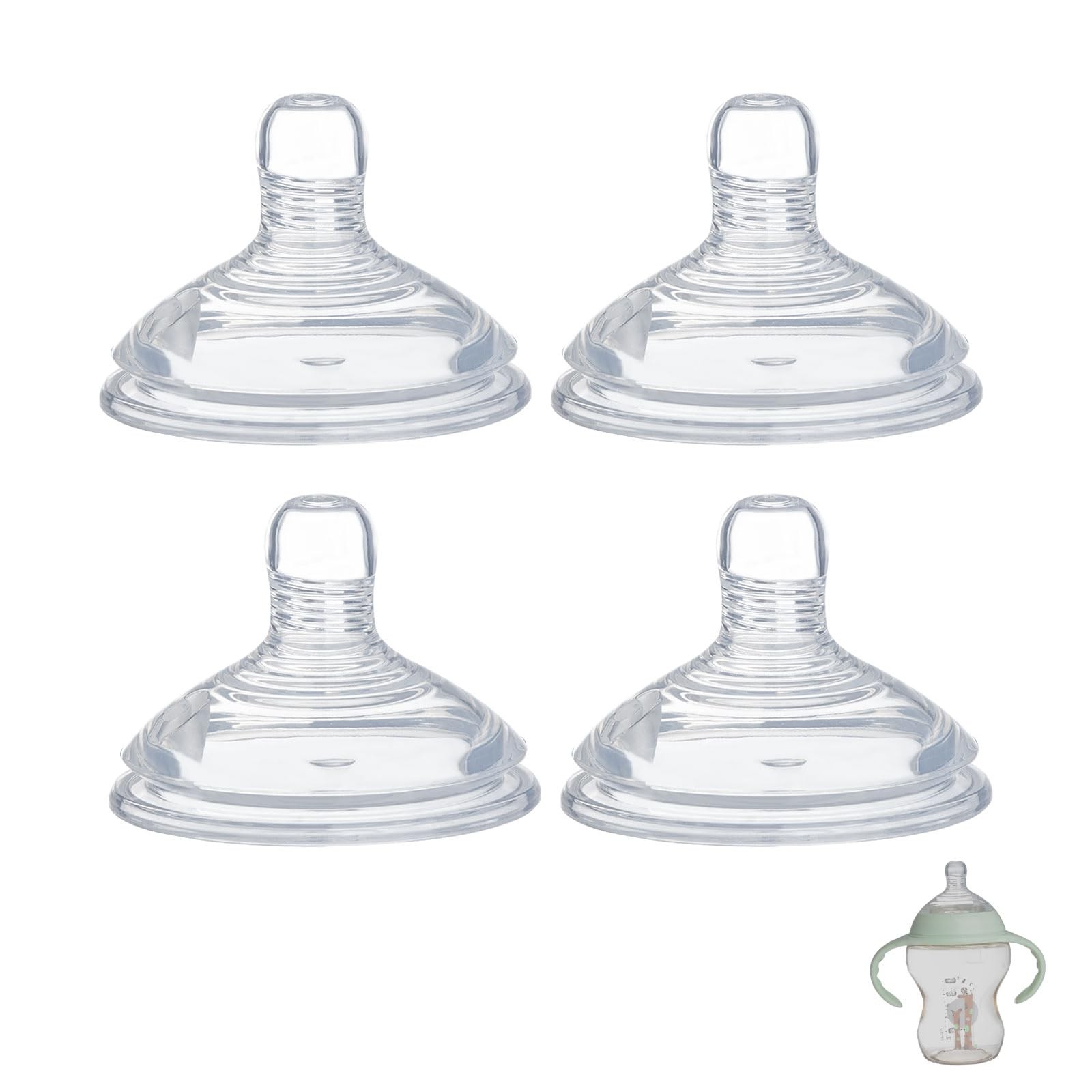 4 Pack Bottle Nipples Compatible with Natural Bottle, Soft S