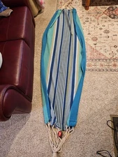 Stansport Hammock 6ft 5in Long Striped Blue, Green, White With Tote Bag