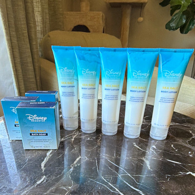 Disney Resorts Sea Salt Travel Set 5 Body Lotions & 3 Bath Soap Bar, Shea Butter