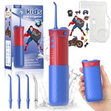 JTF Kids Water Dental Flosser: Rechargeable Portable Oral Irrigator with 4 Fl...