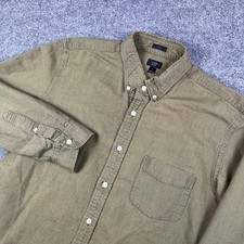 J Crew Shirt Mens L Military Green Slim Fit Long Sleeve Oxford Button Down