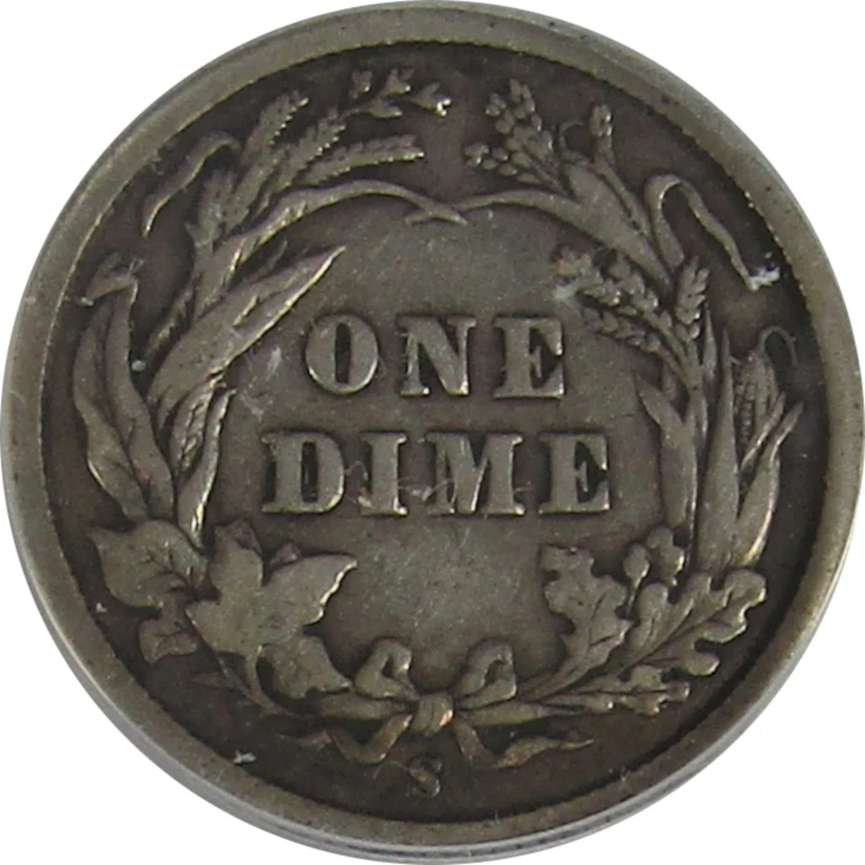 1892 S Barber Dime VG 8 ANACS Silver 10c Coin SKU:I23024 - Image 4 of 4