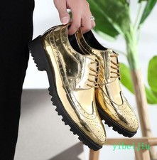 Patent Leather Gold Wingtip Dress Shoes for Men for sale | eBay