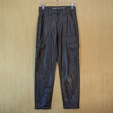American Eagle Brown Faux Leather Cargo Pants Womens 00 Mobwife Streetwear
