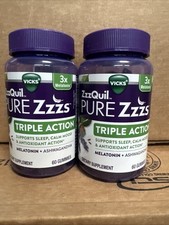 2 Zzzquil PURE Zzzs Triple Action Melatonin Gummies Sleep Aid 60 Each Exp 5/27