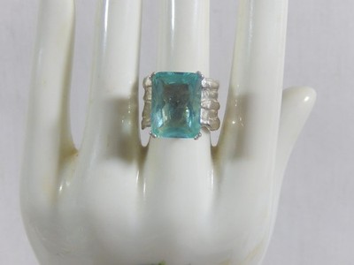 SILPADA STERLING SILVER 925 R1608 AQUA GLASS LARGE STATEMENT RING S8  RETIRED