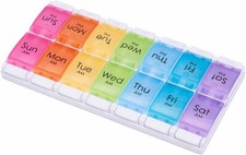 7 Day Pill Organiser AM PM Weekly Pill Box with Large Compartments Portable Medi