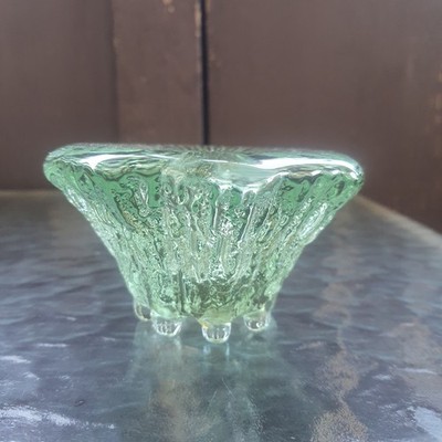 Vintage Blenko Translucent Green Heavy Glass Drippy Icicle 1 Taper Candle Holder