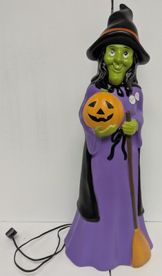24 inch Halloween Lighted Witch with Broom and Pumpkin From Cracker Barrel  