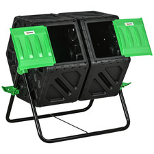 Outsunny 130L Dual-Chamber Rotating Compost Bin with 24 Vent Holes