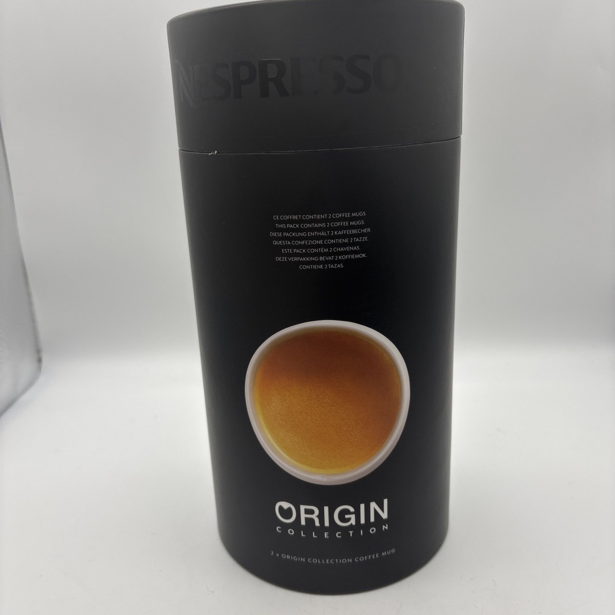 Nespresso Origin Collection 2 Espresso Coffee Cups Set White Tan