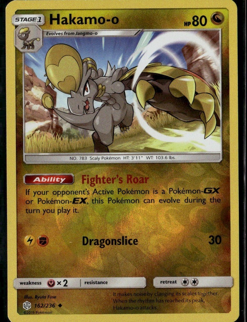 Hakamo o Uncommon SM Cosmic Eclipse 162/236 Dragon Reverse Holo Pokemon Card
