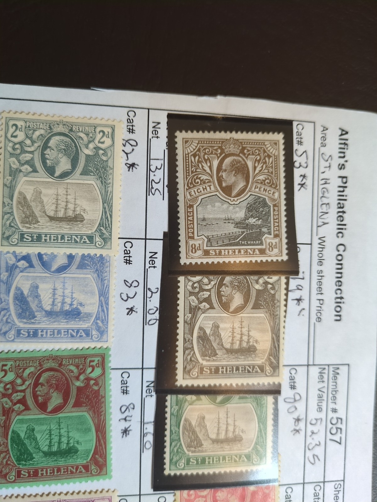 APC W5657 St Helena on circuit sheets most MH scv $105