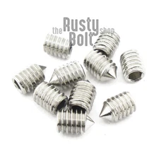 M4 x 6mm, Socket Set Screws Cone Point, A2 304 18-8, Stainless Steel